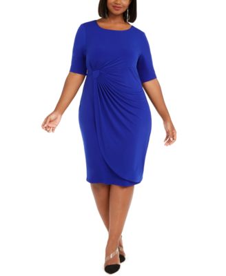 Connected Plus Size Solid Sarong Dress ...